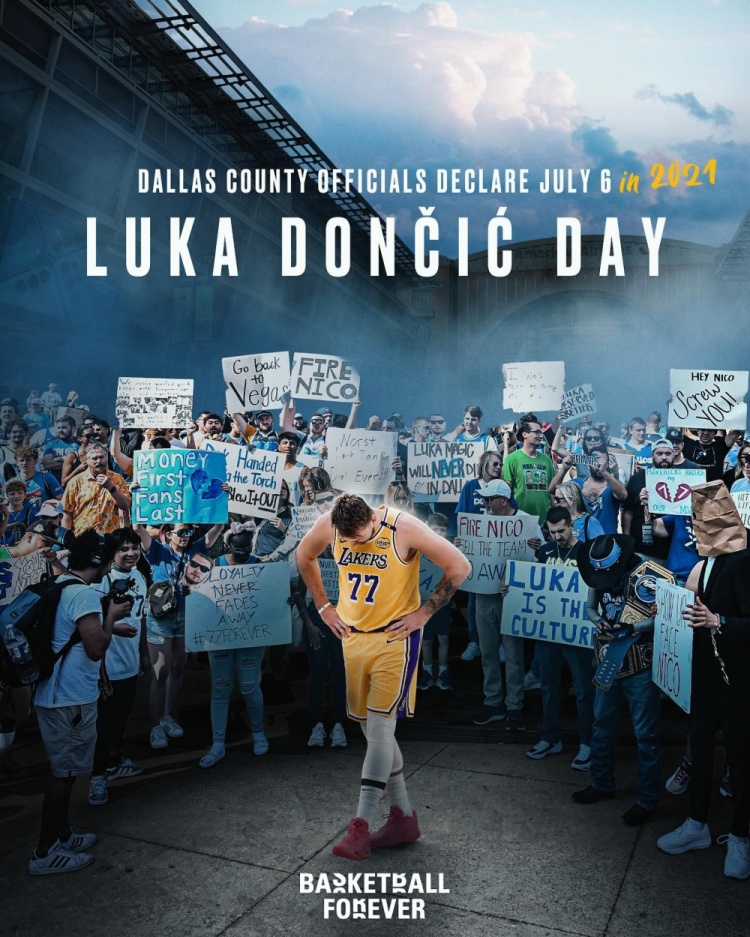 7月6日是达拉斯第五个“东契奇日”！但东契奇已是湖人球员